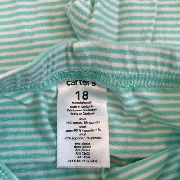 Carter's 18-Month Sea Green and White Striped Basic Leggings - Picture 4 of 4